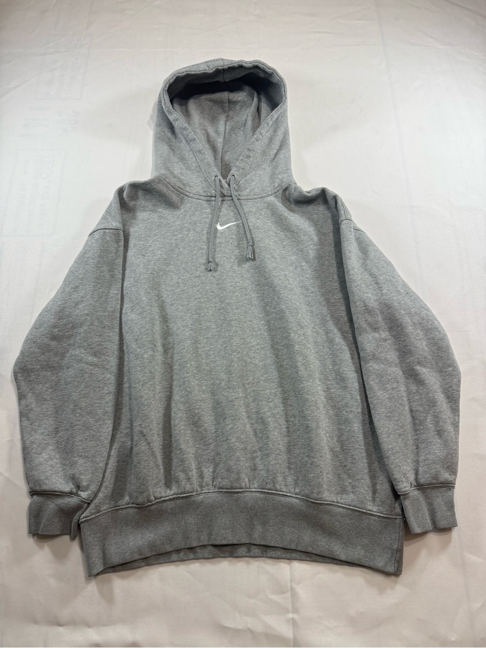 Y2K Nike Center Swoosh Hoodie Mens Oversized Grey Center Swoosh Hoodie Small